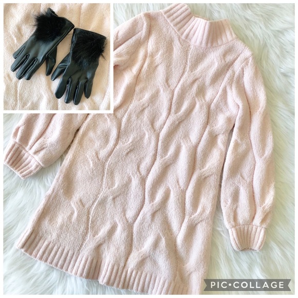 Bundle Sweater Dress + Faux Leather Gloves - Picture 1 of 3